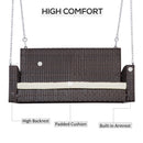 Outsunny 2-person Wicker Swing Chair, Porch Loveseat Garden Hanging Bench, Cream