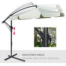 Outsunny 2.7m Garden Cantilever Banana Parasol Sun Shade w/ Crank, Cream White