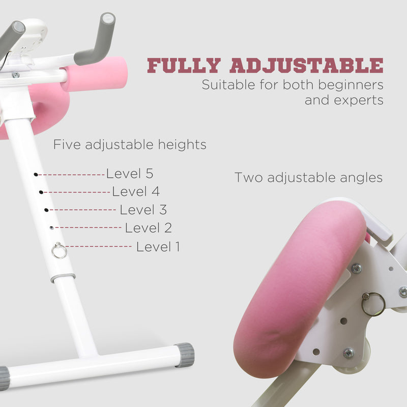 SPORTNOW Foldable Ab Machine, Abs Trainer with Adjustable Height, LCD Monitor