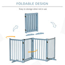PawHut Freestanding Pet Gate w/ 2 Support Feet for Doorways Stairs Blue Grey