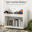 HOMCOM 2-Tier Storage Shelves Kitchen Cart Shelf Unit with Wheels, White