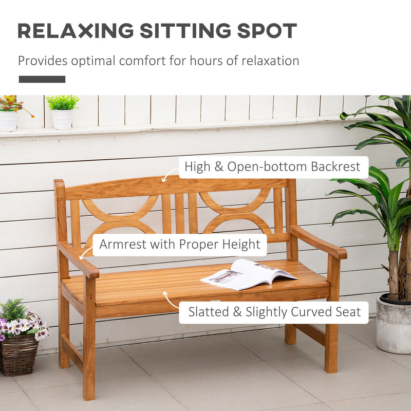 Outsunny 2-Seater Wooden Garden Bench Outdoor Patio Loveseat Natural