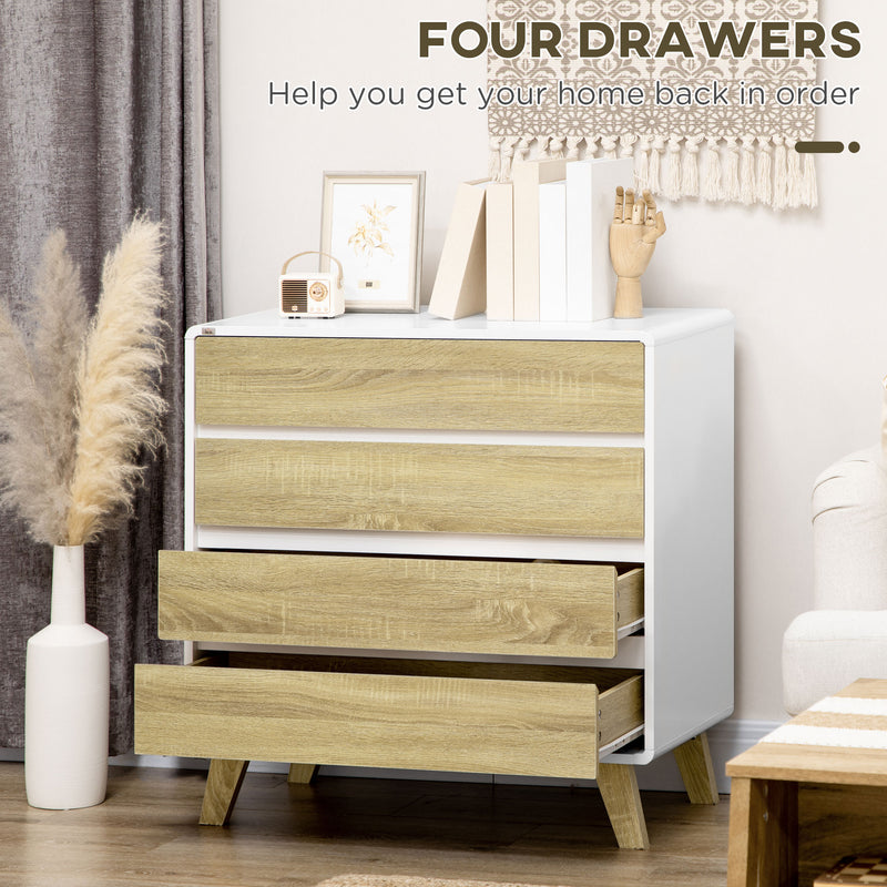 HOMCOM Chest of Drawers, 4 Drawer Storage Cabinet Organiser for Bedroom