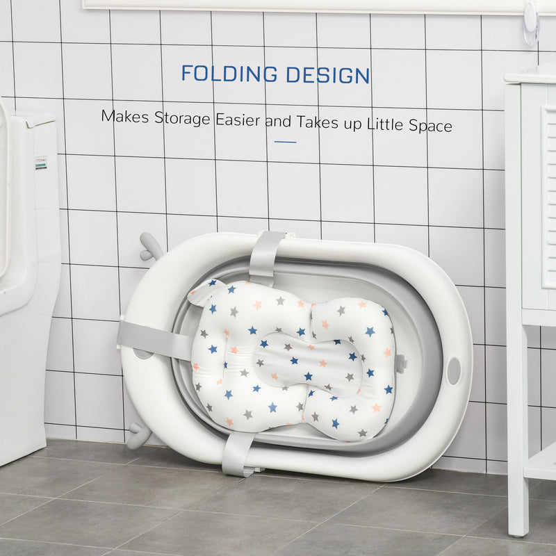 HOMCOM Foldable Baby Bath Tub Ergonomic with Temperature-Induced Water Plug