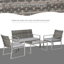 Outsunny 4PCS Outdoor Patio PE Rattan Wicker Sofa Chaise Lounge Furniture Set