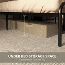 HOMCOM Double Bed Frame Steel Bed Base with Headboard 145 x 199cm Brown