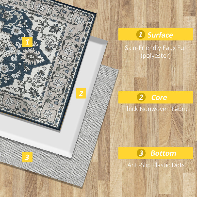 HOMCOM Area Rugs for Living Room Bedroom, Vintage Large Carpet, 80x150 cm