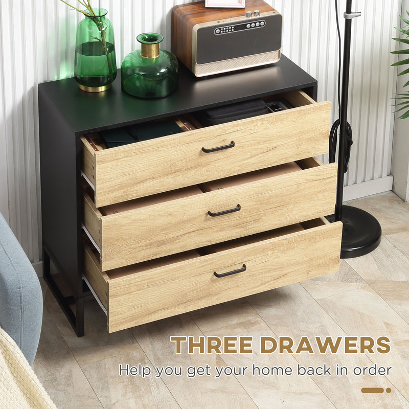 HOMCOM Chest of Drawers, 3 Drawer Unit Storage Cabinet Bedroom Living Room
