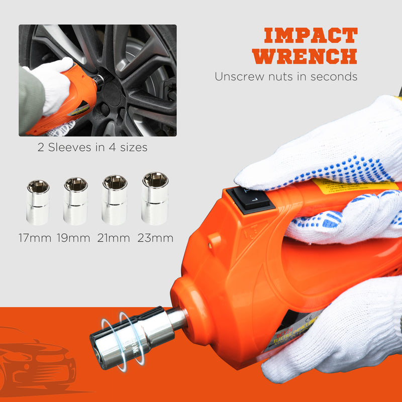 DURHAND 5 Ton 12V Automatic Car Jack Kit, Impact Wrench, Case for Emergency Tyre