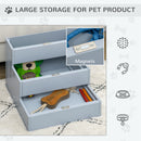 PawHut 3 Step Wooden Dog Steps Pet Stairs Cat Ladder for Bed with Storage Grey