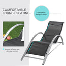 Outsunny 3 Pieces Lounge Chair Set Garden Sunbathing Chair w/ Table Black