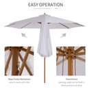 Outsunny 3m Fir Wooden Garden Parasol Sun Shade Outdoor Umbrella Canopy Cream