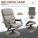 HOMCOM Faux Leather Recliner Chair w/ Ottoman Swivel Lounge Seat w/ Footstool