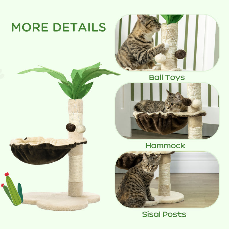 palm tree cat tower PawHut 68cm Cat Tower Palm Tree Shaped Cat Tree w/ Hammock