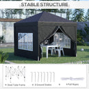 Outsunny 3mx3m Pop Up Gazebo Party Tent Canopy Marquee with Storage Bag Black