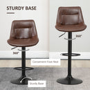 HOMCOM Modern Swivel Bar Stools Set of 2 Adjustable Height PU Bar Chairs Brown