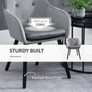 HOMCOM Modern Upholstered Fabric Bucket Seat Dining Armchairs Set of 2 Grey