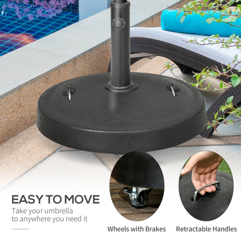 Outsunny 23.5kg Round Resin Garden Parasol Base for Poles of 38mm-48mm