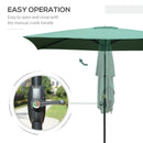 Outsunny 2 x 3(m) Garden Parasol Rectangular Market Umbrella w/ Crank Green