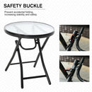 Outsunny Folding Garden Table Round Foldable Table With Safety Buckle Black