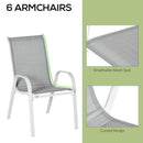 Outsunny 7 Piece Garden Dining Set w/ Dining Table and Chairs for Backyard Grey