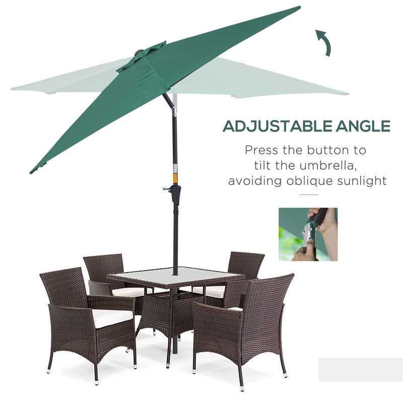 Outsunny Patio Umbrella Parasol Sun Shade Garden Aluminium Green 2.7M