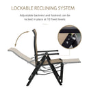 Outsunny Set Of 2 Outdoor Sun Recliner Loungers with Adjustable Footrest, Beige