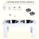 PawHut Raised Dog Bowls Pet Feeder Elevated Double Stainless Steel Water White
