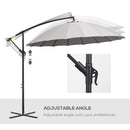 Outsunny 3(m) Cantilever Shanghai Parasol w/ Crank Handle, Cross Base, Grey