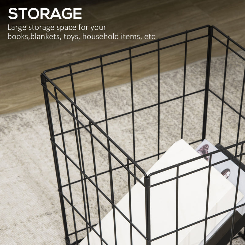 HOMCOM Side Table Set of 2, Modern Coffee End Bedside Storage Tables Black