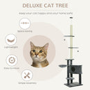 PawHut 5-Tier Grey Sisal Multi-Level Cat Tree Tower with Scratching Posts