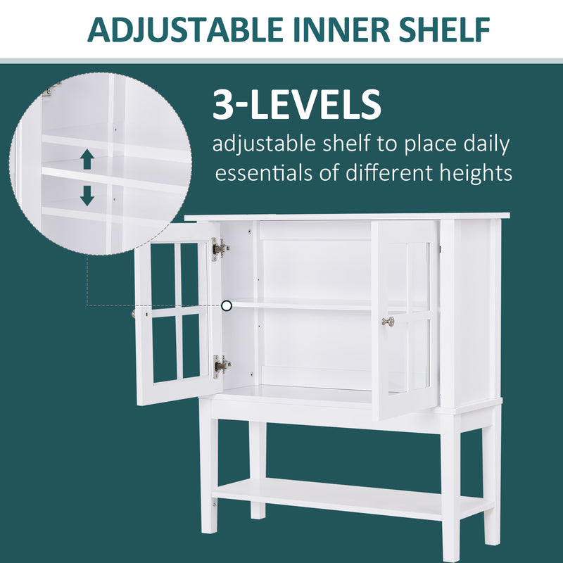 HOMCOM Modern Kitchen Sideboard Storage Cabinet w/ Adjustable Shelf – White