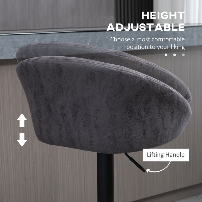 HOMCOM Modern Swivel Bar Stools Set of 2 with Adjustable Height, Dark Brown