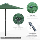 Outsunny 2.8m Patio Umbrella Parasol Outdoor Table Umbrella 6 Ribs Green