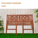 Outsunny Foldable Garden Bench, 2-Seater Patio Wooden Bench w/ Backrest Brown