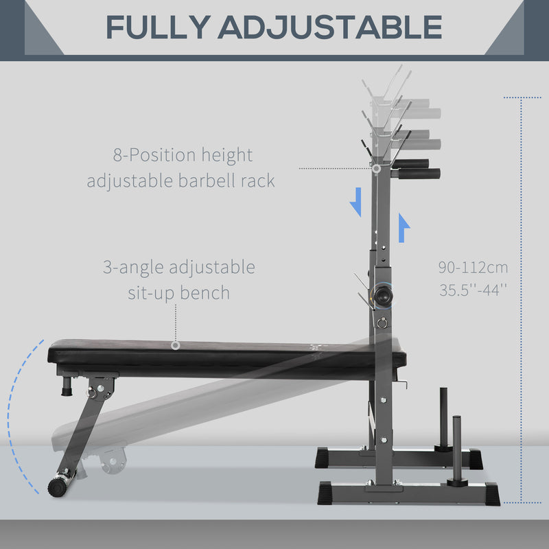 HOMCOM Adjustable Weight Bench Foldable with Barbell Rack and Dip Station