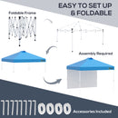 Outsunny 3x3(M) Pop Up Gazebo Canopy Tent w/ 1 Sidewall Carrying Bag Blue