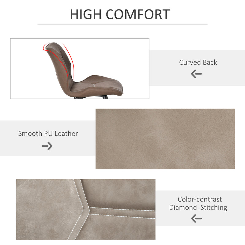 HOMCOM Set of 2 Contrast Stitched PU Leather Racing-Style Chairs Accent Brown
