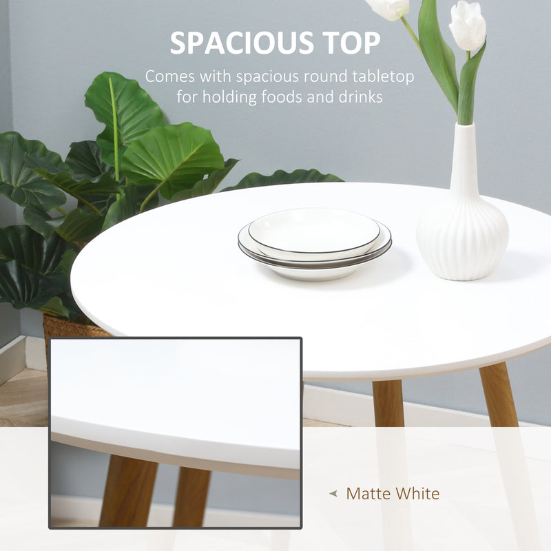 HOMCOM Round Dining Table with Matte Top Metal legs, Kitchen Table for 2 People