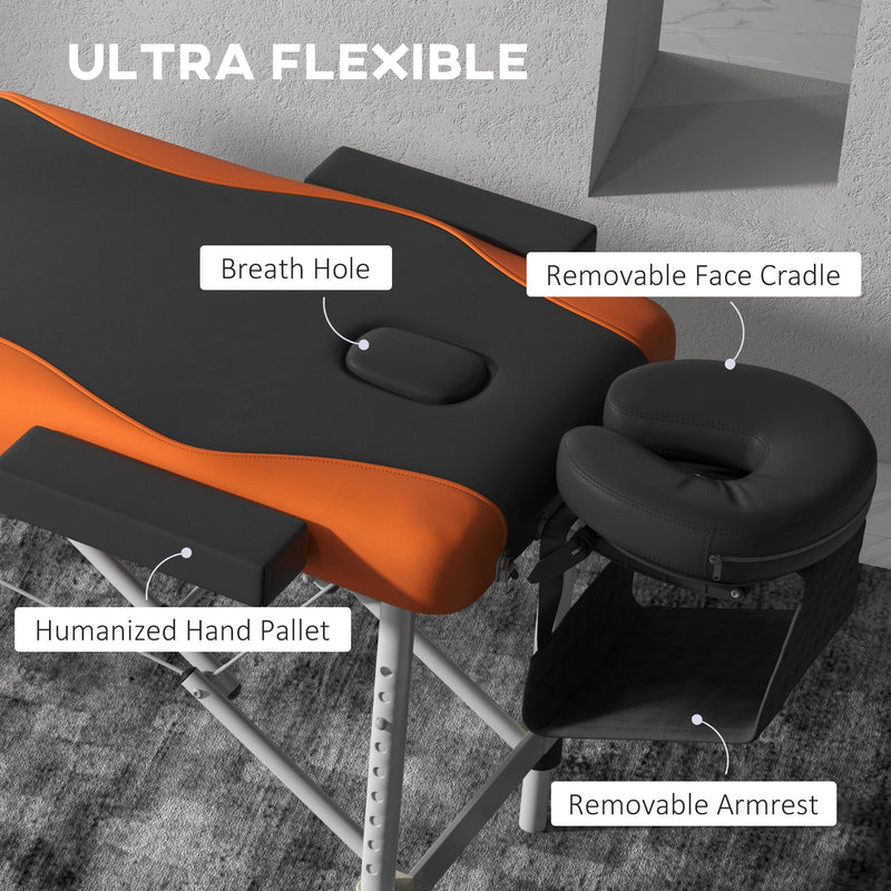 HOMCOM Portable Massage Table Beauty Therapy Couch Bed Spa Aluminum Orange