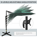 Outsunny Cantilever Roma Parasol 360° Rotation w/ Hand Crank & Base, Green