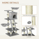 PawHut 125cm Multi-Activity Cat Tree w/ House Baskets Ladder Scratch Post Grey