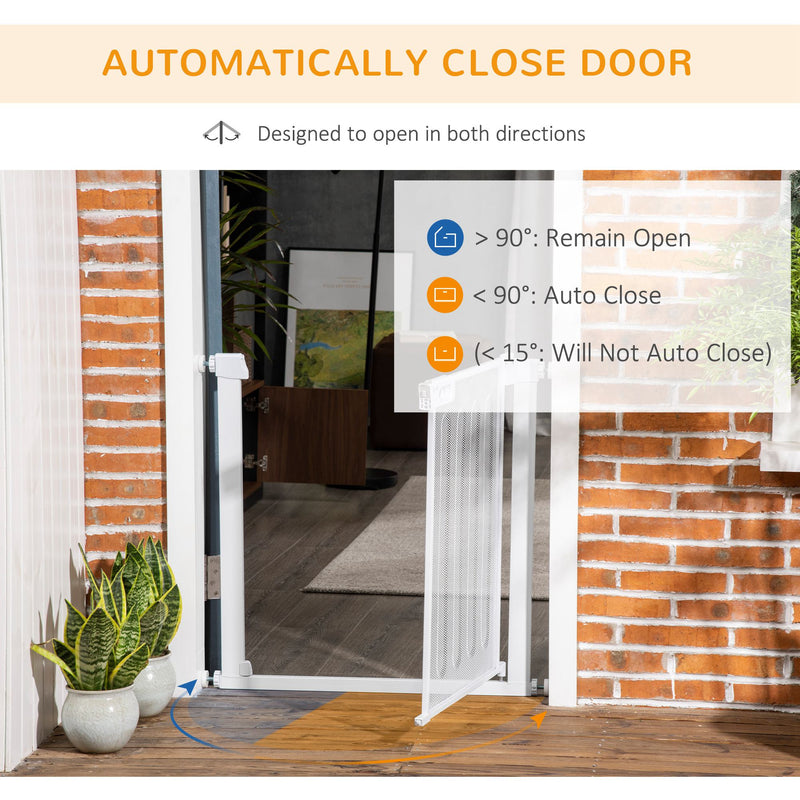 PawHut Pressure Fit Safety Gate for Stairs w/ Auto Close 75-82 cm - White