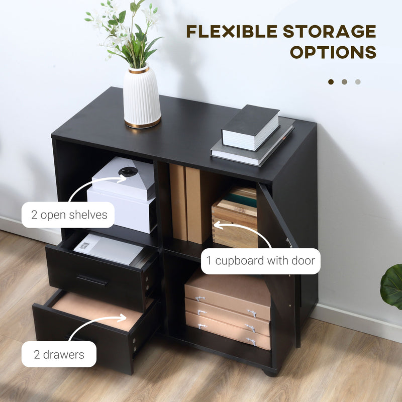 Vinsetto Printer Stand Mobile Office Storage Cabinet W/ Shelves Drawers, Black