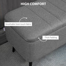 HOMCOM Storage Ottoman Bench, Linen Fabric Footstool with Steel Legs Grey