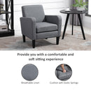HOMCOM Linen Modern-Curved Armchair Accent Seat w/ Thick Cushion Wood Legs Grey
