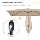 Outsunny 3x2m Patio Parasol Canopy Tilt Crank 6 Ribs Sun Shade Garden Khaki