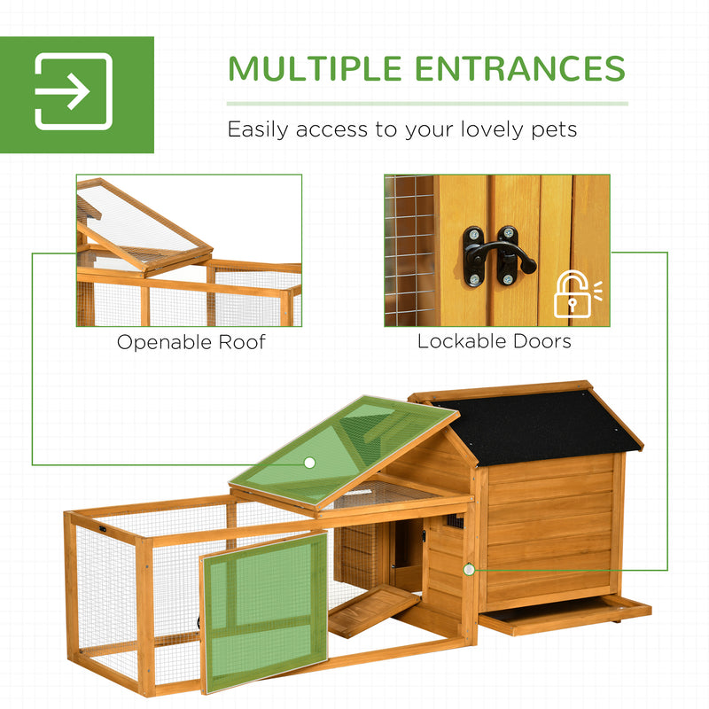PawHut Wooden Chicken Coop Hen House w/ Removable Tray, Nesting Box, Run, Ramp