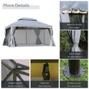 Outsunny 3x4m 2-Tier Gazebo Aluminium Garden Marquee Party Tent Canopy Grey