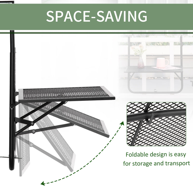 Outsunny Balcony Hanging Table Wall Mount Adjustable Folding Desk Patio Black
